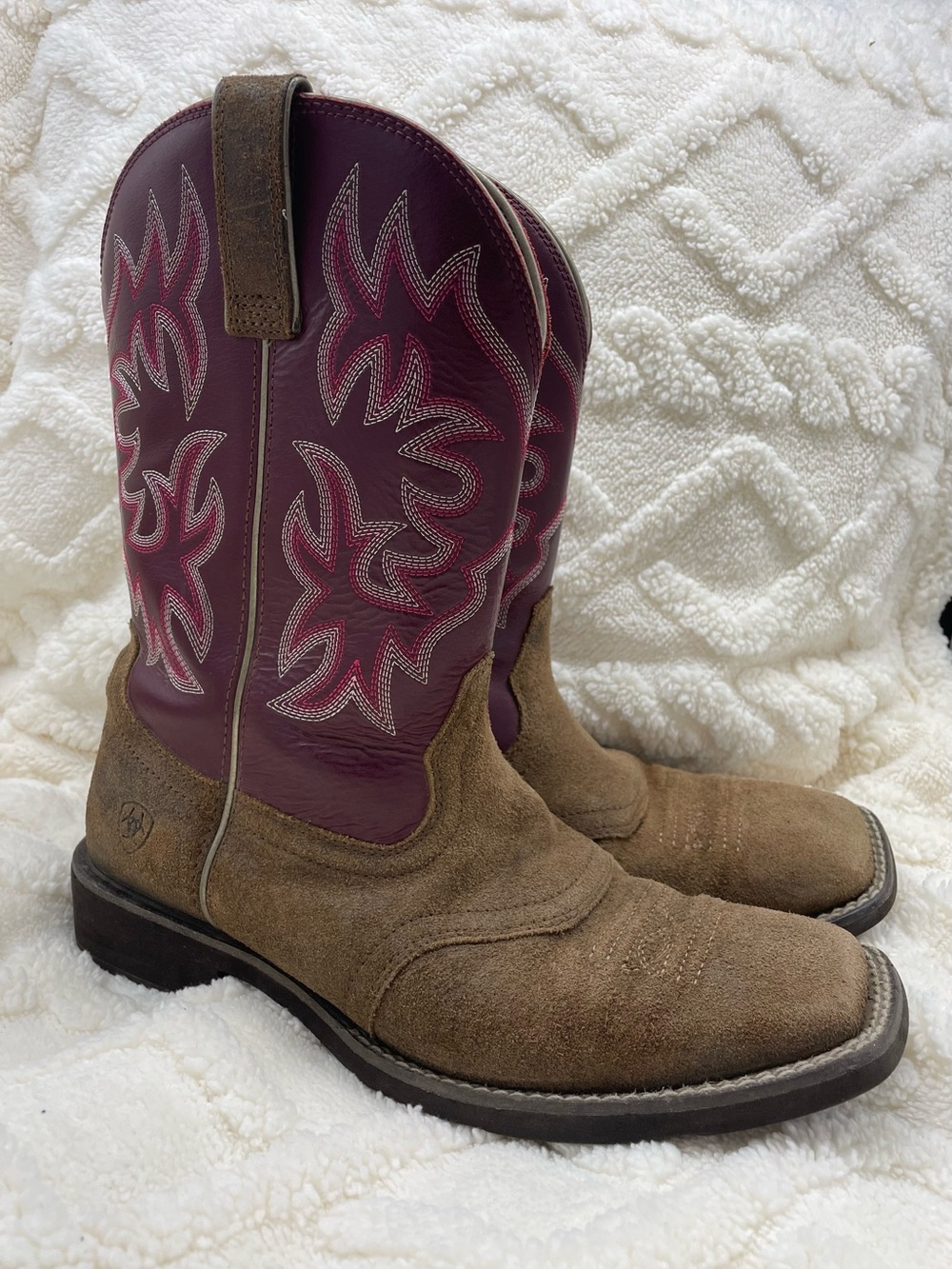Ariat Delilah Brown Suede & Plum Western Riding Boots